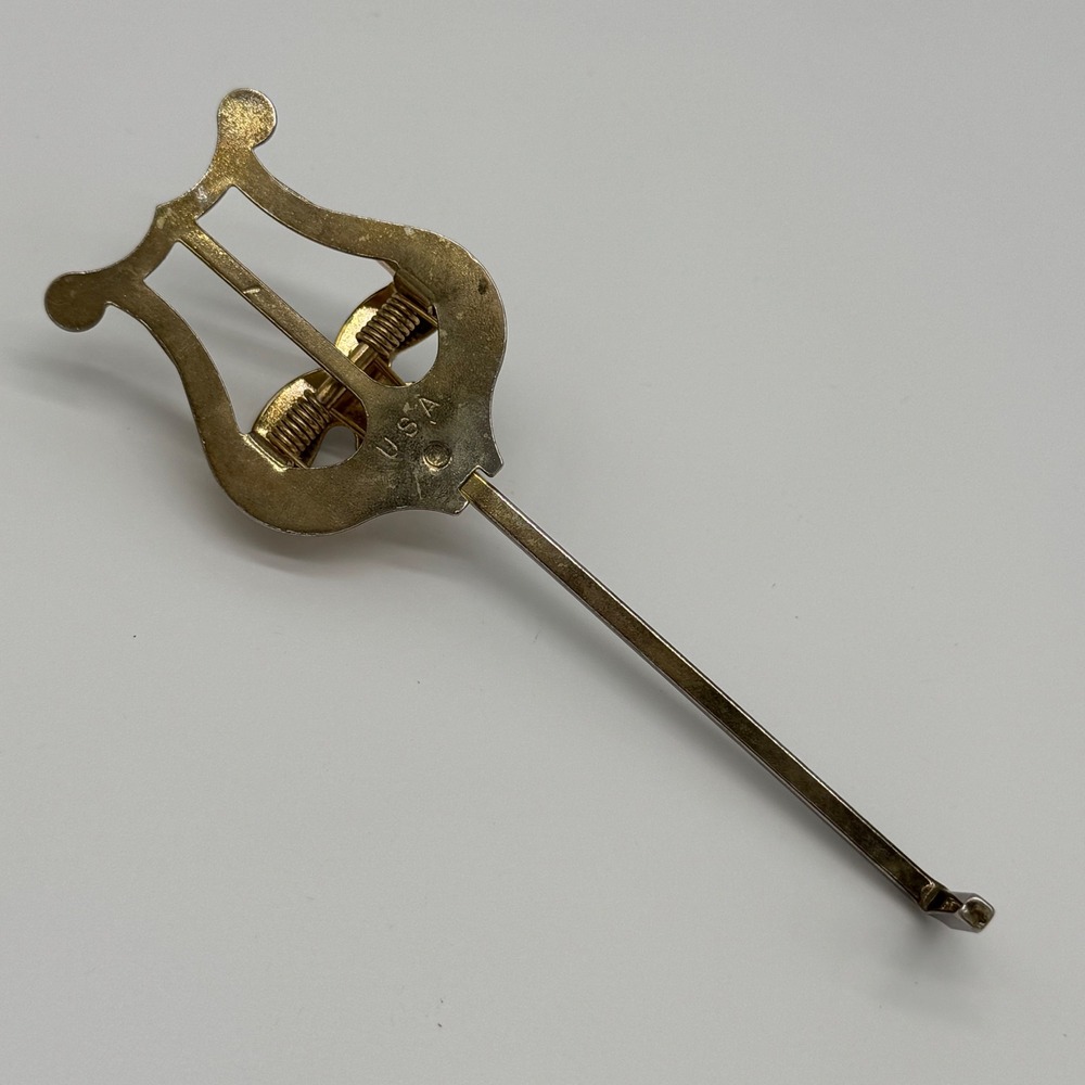 Vintage Brass Marching Band Trumpet Sheet Music Lyre Clamp Clip Holder 6 In USA
